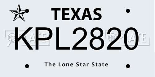 KPL2820 Texas License Plate