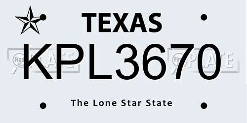 KPL3670 Texas License Plate