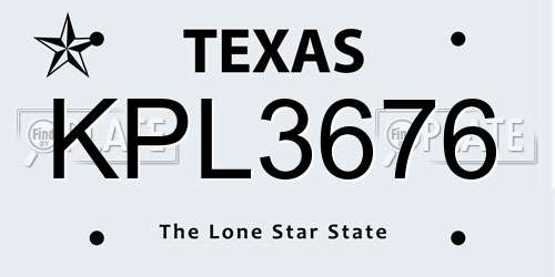 KPL3676 Texas License Plate