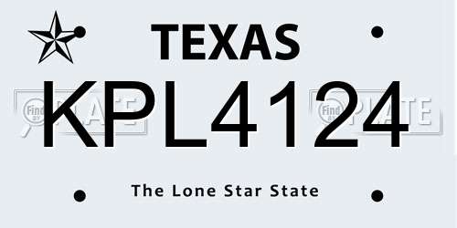 KPL4124 Texas License Plate