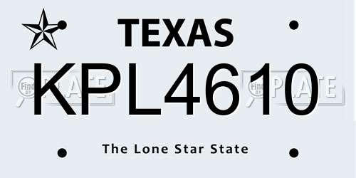 KPL4610 Texas License Plate