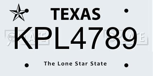 KPL4789 Texas License Plate