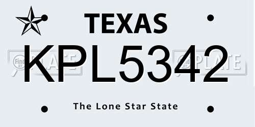 KPL5342 Texas License Plate