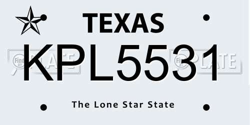 KPL5531 Texas License Plate