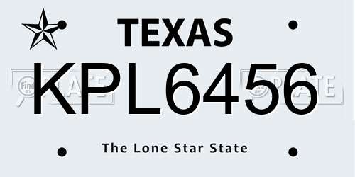KPL6456 Texas License Plate