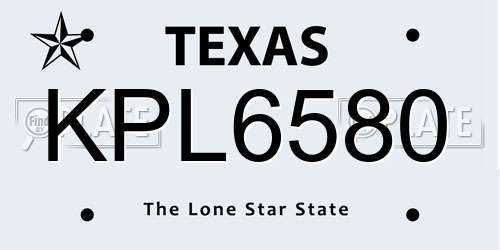 KPL6580 Texas License Plate
