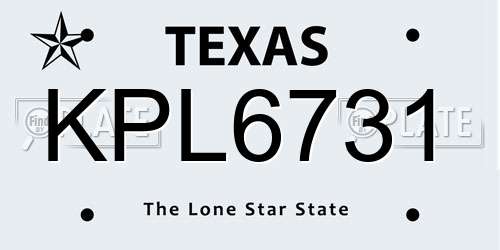 KPL6731 Texas License Plate