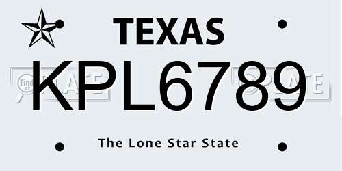 KPL6789 Texas License Plate