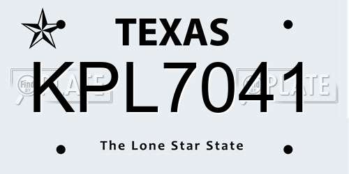 KPL7041 Texas License Plate