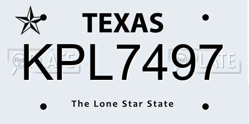 KPL7497 Texas License Plate