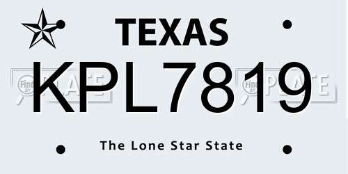 KPL7819 Texas License Plate