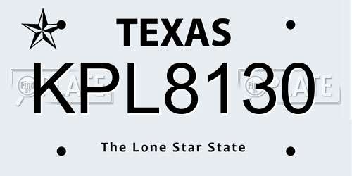 KPL8130 Texas License Plate