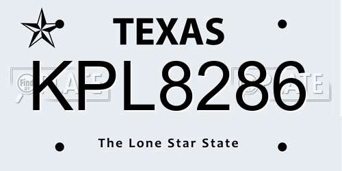 KPL8286 Texas License Plate