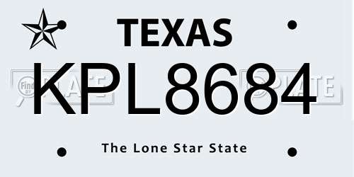 KPL8684 Texas License Plate