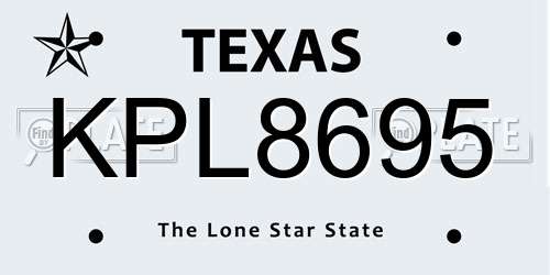 KPL8695 Texas License Plate