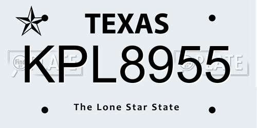 KPL8955 Texas License Plate