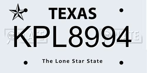 KPL8994 Texas License Plate