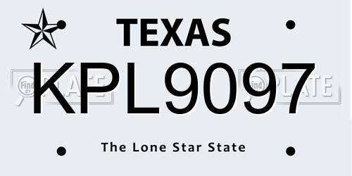 KPL9097 Texas License Plate