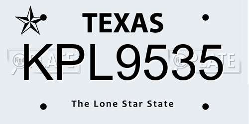 KPL9535 Texas License Plate