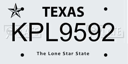 KPL9592 Texas License Plate