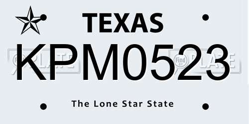 KPM0523 Texas License Plate