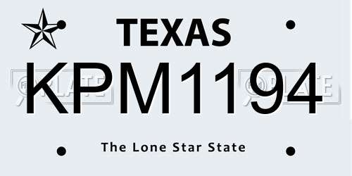 KPM1194 Texas License Plate