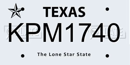 KPM1740 Texas License Plate