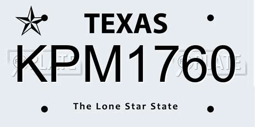 KPM1760 Texas License Plate