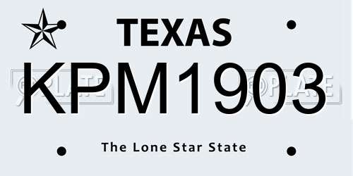 KPM1903 Texas License Plate