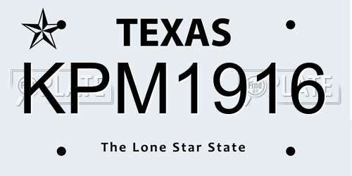 KPM1916 Texas License Plate