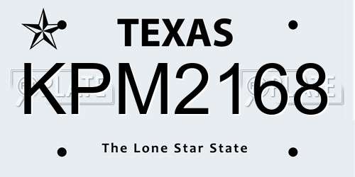 KPM2168 Texas License Plate