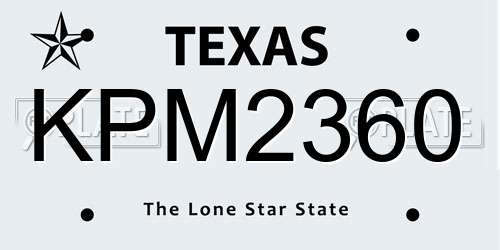 KPM2360 Texas License Plate