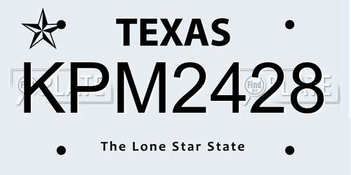 KPM2428 Texas License Plate