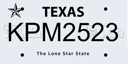 KPM2523 Texas License Plate