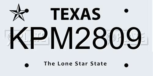 KPM2809 Texas License Plate