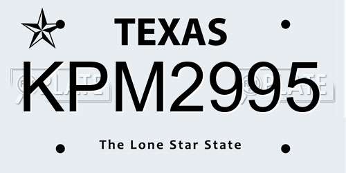 KPM2995 Texas License Plate