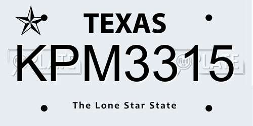 KPM3315 Texas License Plate