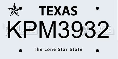 KPM3932 Texas License Plate