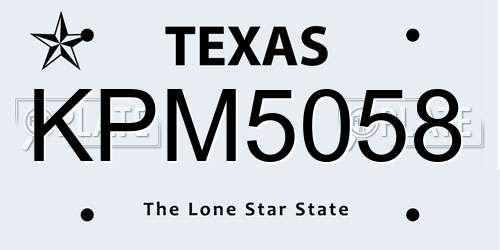 KPM5058 Texas License Plate