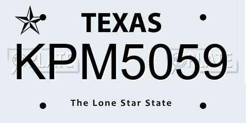 KPM5059 Texas License Plate