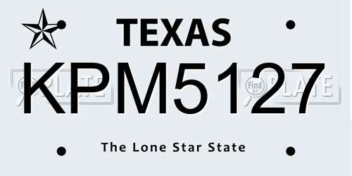 KPM5127 Texas License Plate
