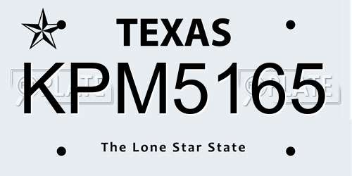 KPM5165 Texas License Plate