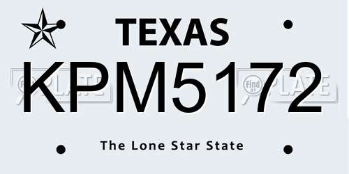 KPM5172 Texas License Plate