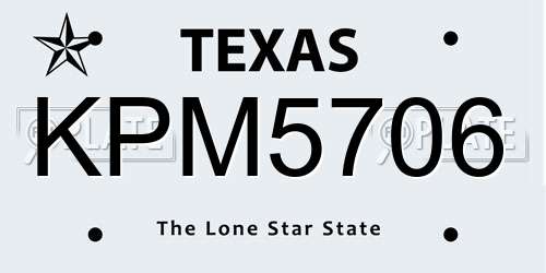 KPM5706 Texas License Plate