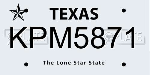 KPM5871 Texas License Plate