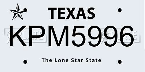 KPM5996 Texas License Plate