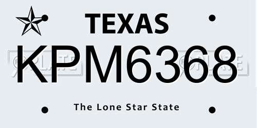 KPM6368 Texas License Plate