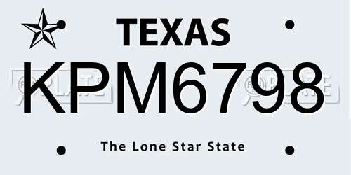 KPM6798 Texas License Plate