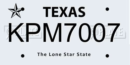 KPM7007 Texas License Plate