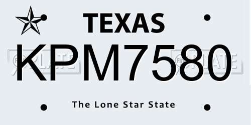 KPM7580 Texas License Plate
